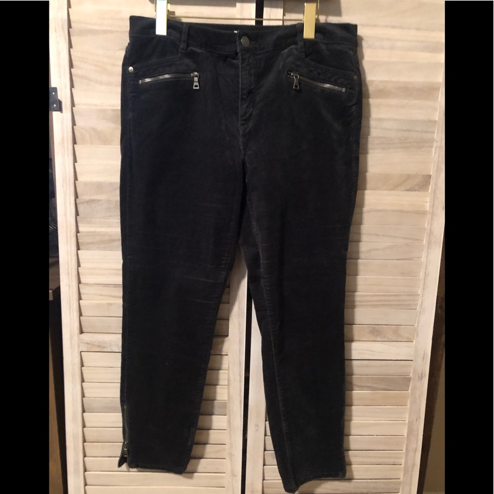 Ladies Dark Grey Velvet Jeans